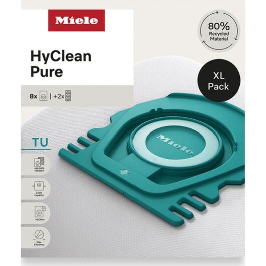 MIELE HyClean Pure TU Vacuum Cleaner Bags - XL, Pack of 8