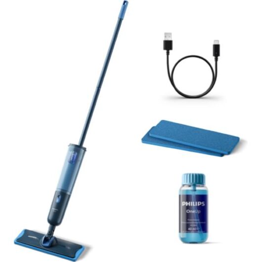 PHILIPS OneUp 3000 Series Electric Mop, Floor Cleaner & Replaceable Pads Bundle - Blue